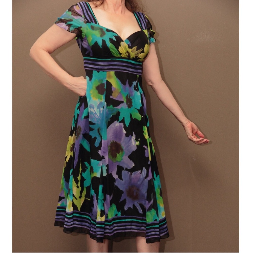 Jones New York Floral on Black Dress